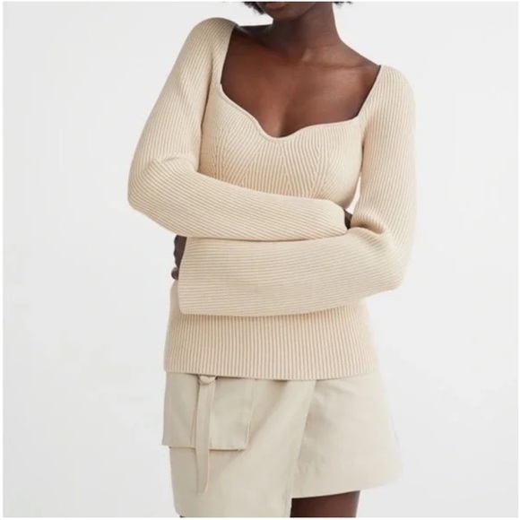 H&M Cream Off-the-Shoulder Sweater - Picture 3 of 13